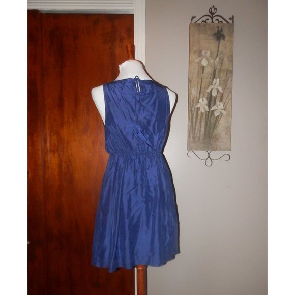 Maeve Anthropologie Dress Small Blue Silk Tank Fitted Waist - Picture 3 of 4